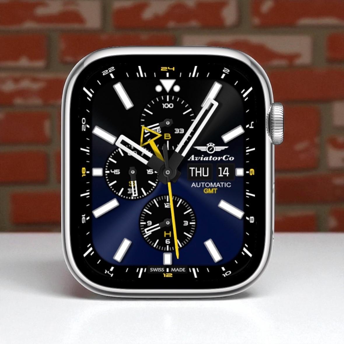 AviatorCo Riviera GMT Apple Watch Face: Clockology Custom Design