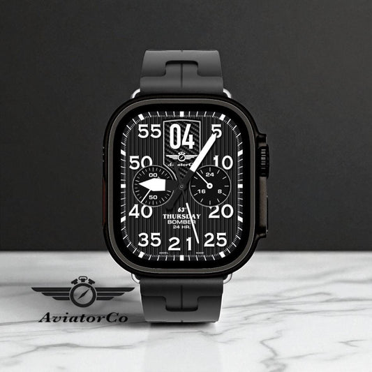 Aviator Bomber Big Date Apple Watch Face: Clockology Design for Apple Ultra and Series