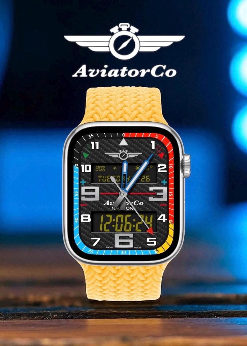 AviatorCo MachOne Apple Watch Face, Clockology Smartwatch Design