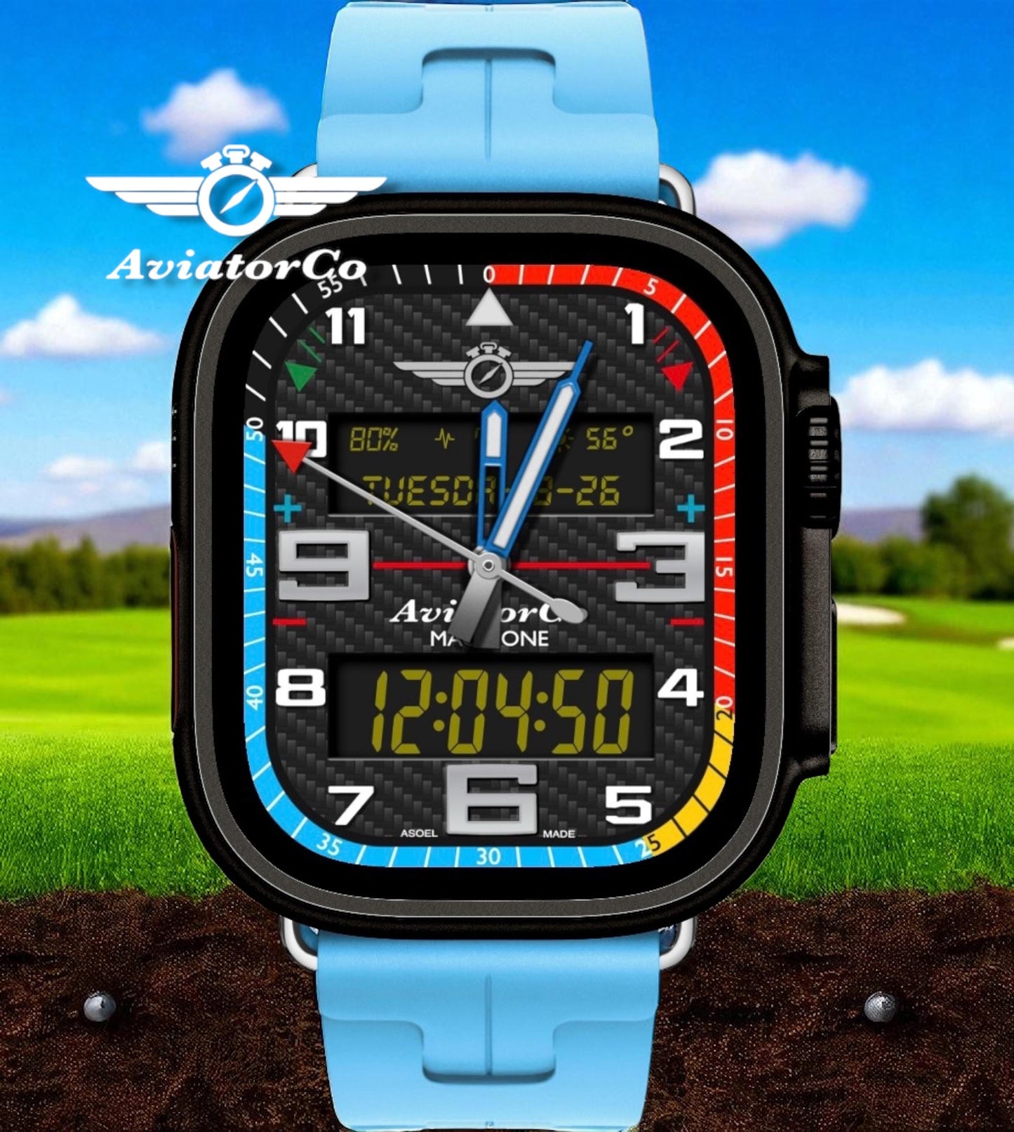 AviatorCo MachOne Apple Watch Face, Clockology Smartwatch Design