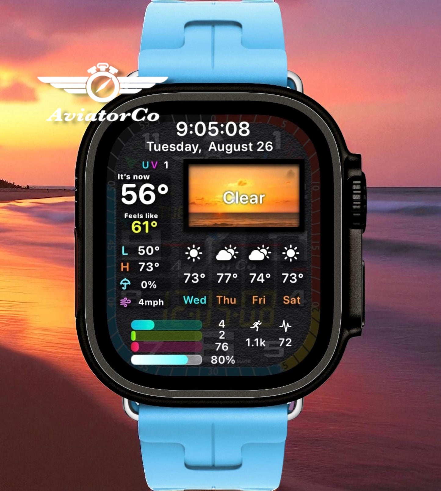 AviatorCo MachOne Apple Watch Face, Clockology Smartwatch Design