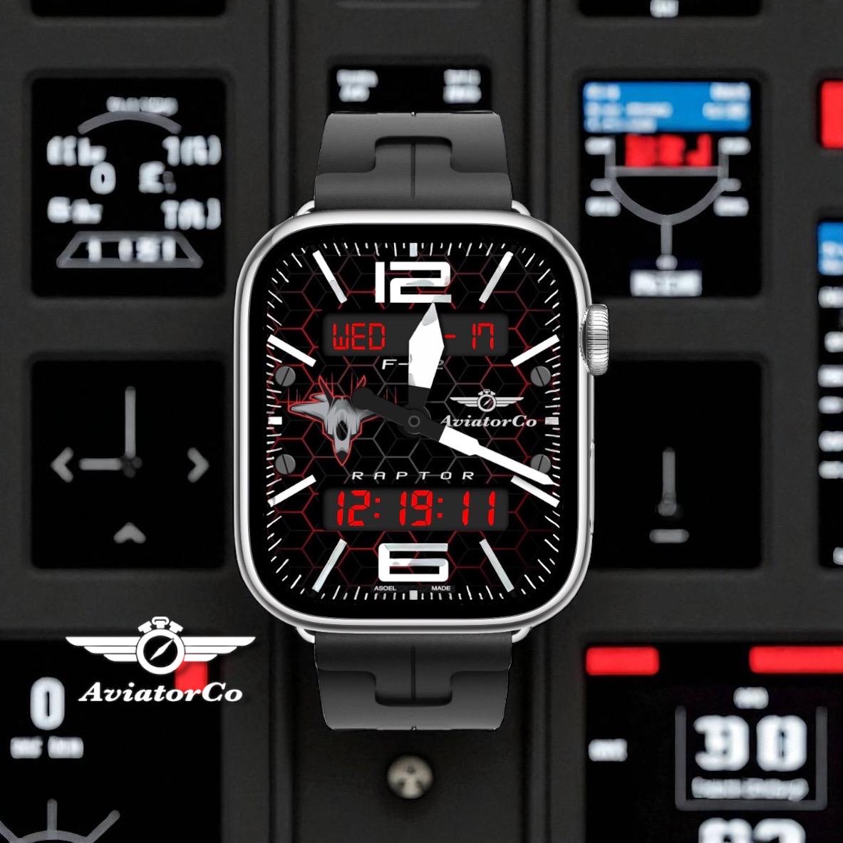 AviatorCo F22 Stealth Raptor Apple Watch Face Custom Clockology Design