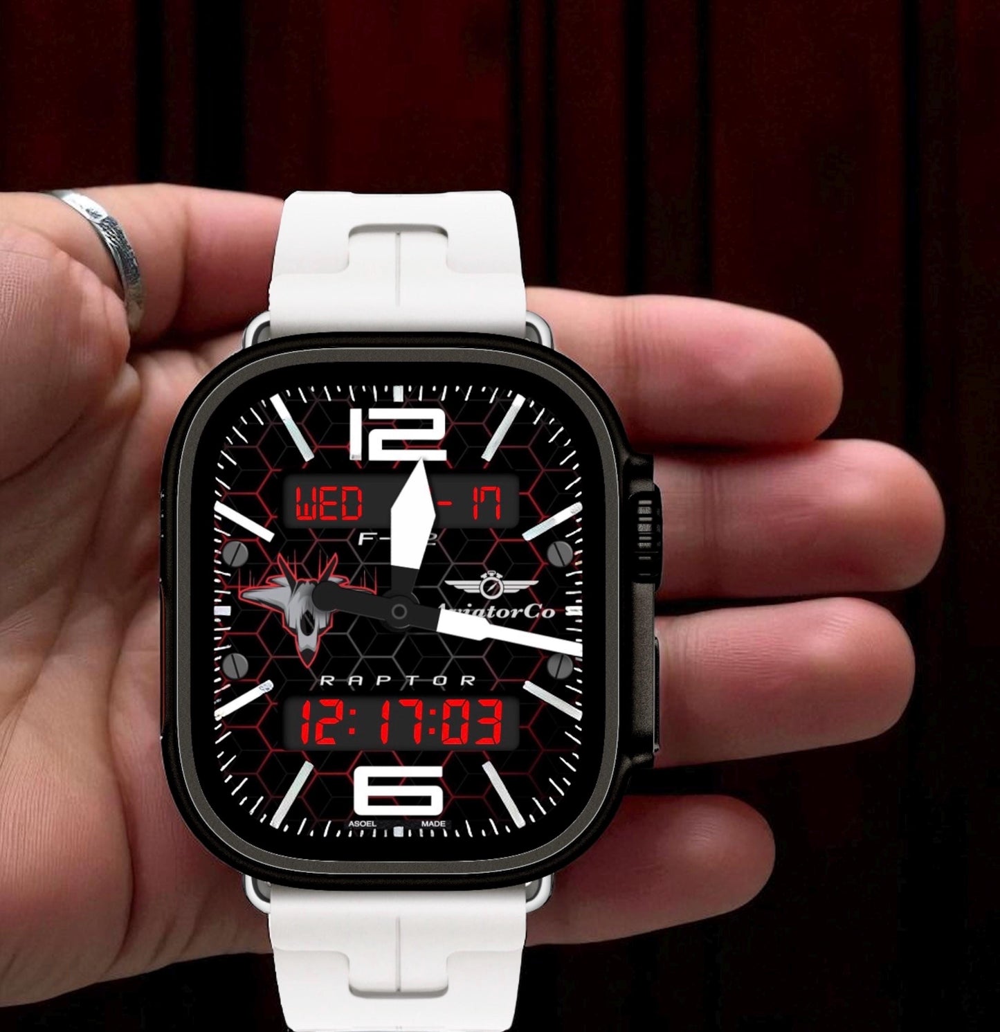 AviatorCo F22 Stealth Raptor Apple Watch Face Custom Clockology Design