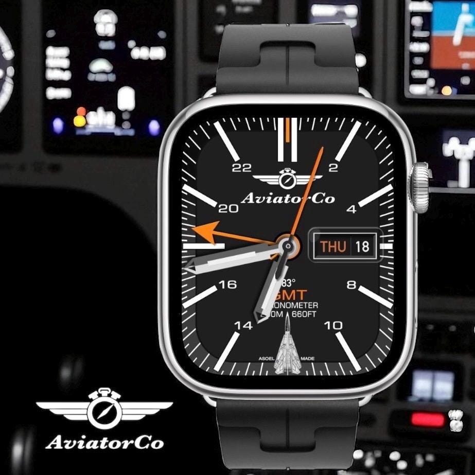 AviatorCo Squadron GMT Watch Face: Custom Clockology Apple Watch Ultra & Series 4+