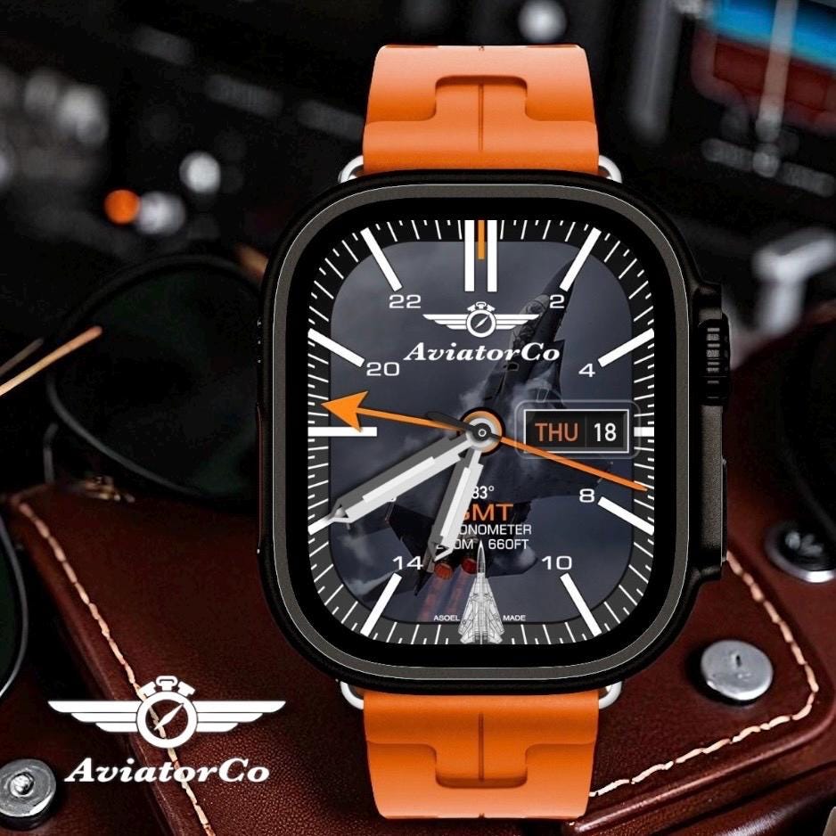 AviatorCo Squadron GMT Watch Face: Custom Clockology Apple Watch Ultra & Series 4+