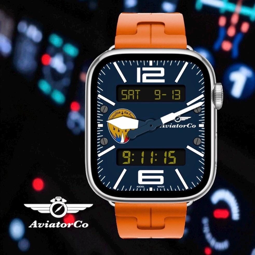 AviatorCo Patrioulle Flight Apple Watch Face Custom Clockology Design Ultra and Series