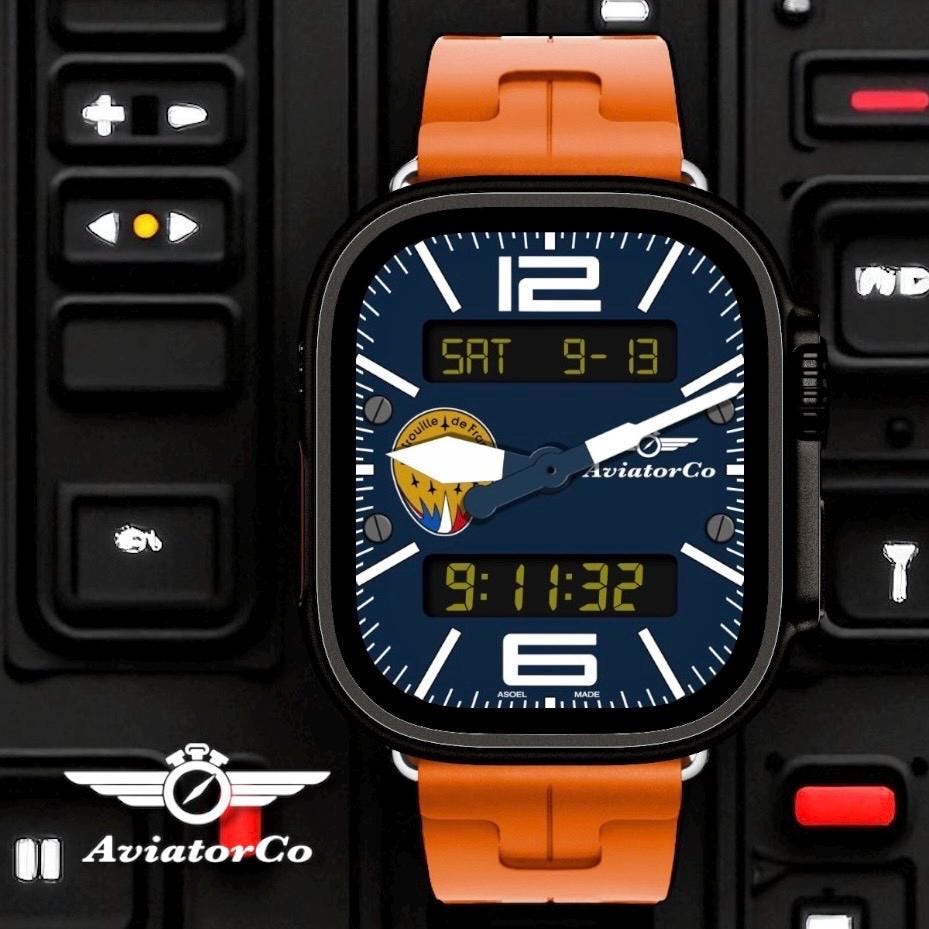 AviatorCo Patrioulle Flight Apple Watch Face Custom Clockology Design Ultra and Series