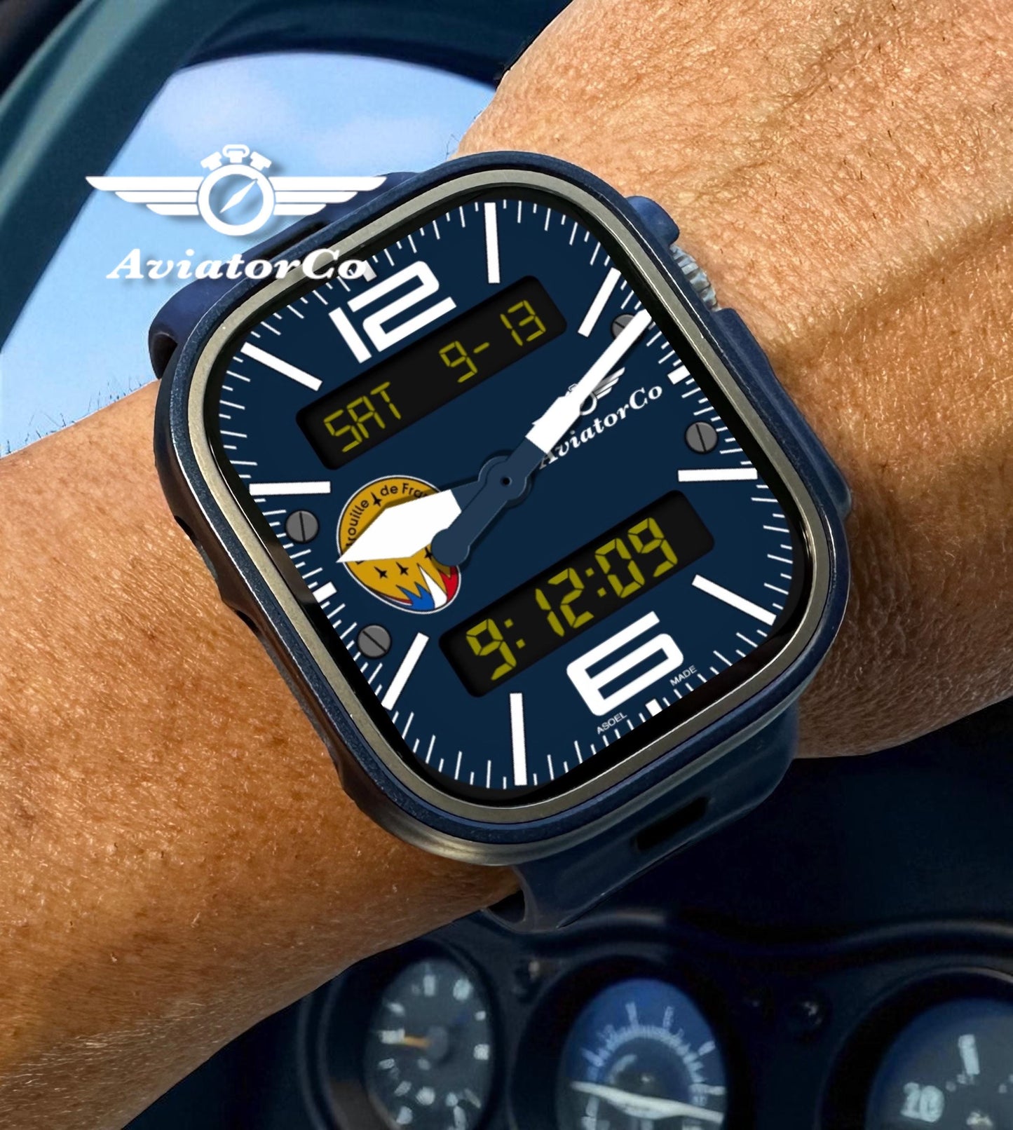 AviatorCo Patrioulle Flight Apple Watch Face Custom Clockology Design Ultra and Series