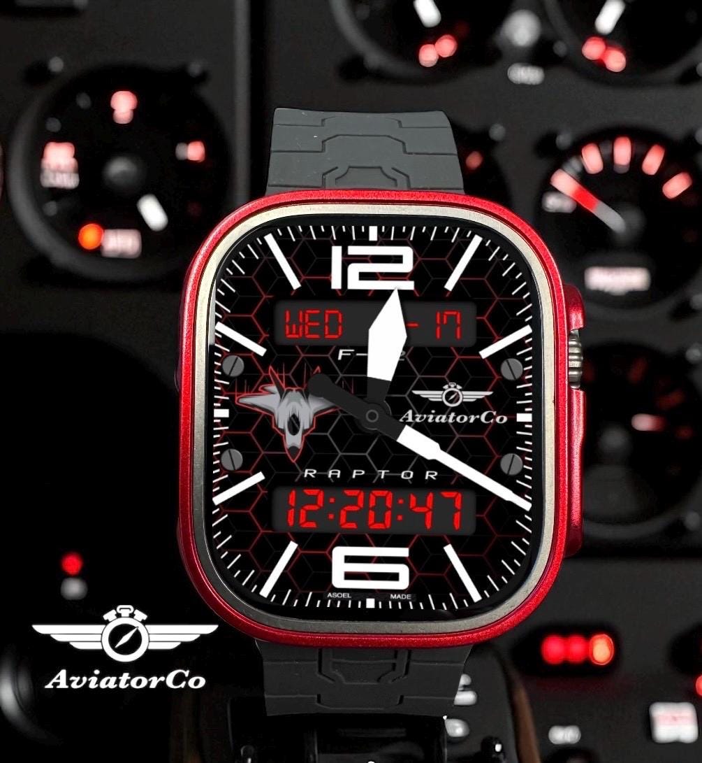 AviatorCo F22 Stealth Raptor Apple Watch Face Custom Clockology Design
