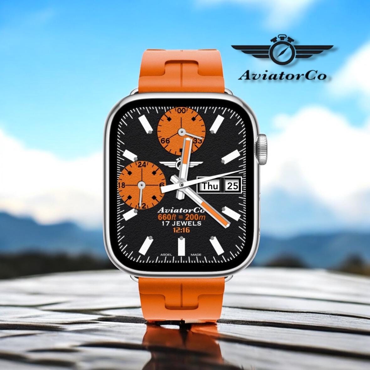 AviatorCo Atlas GMT Watch Face: Military Time, Battery Indicator (Clockology)