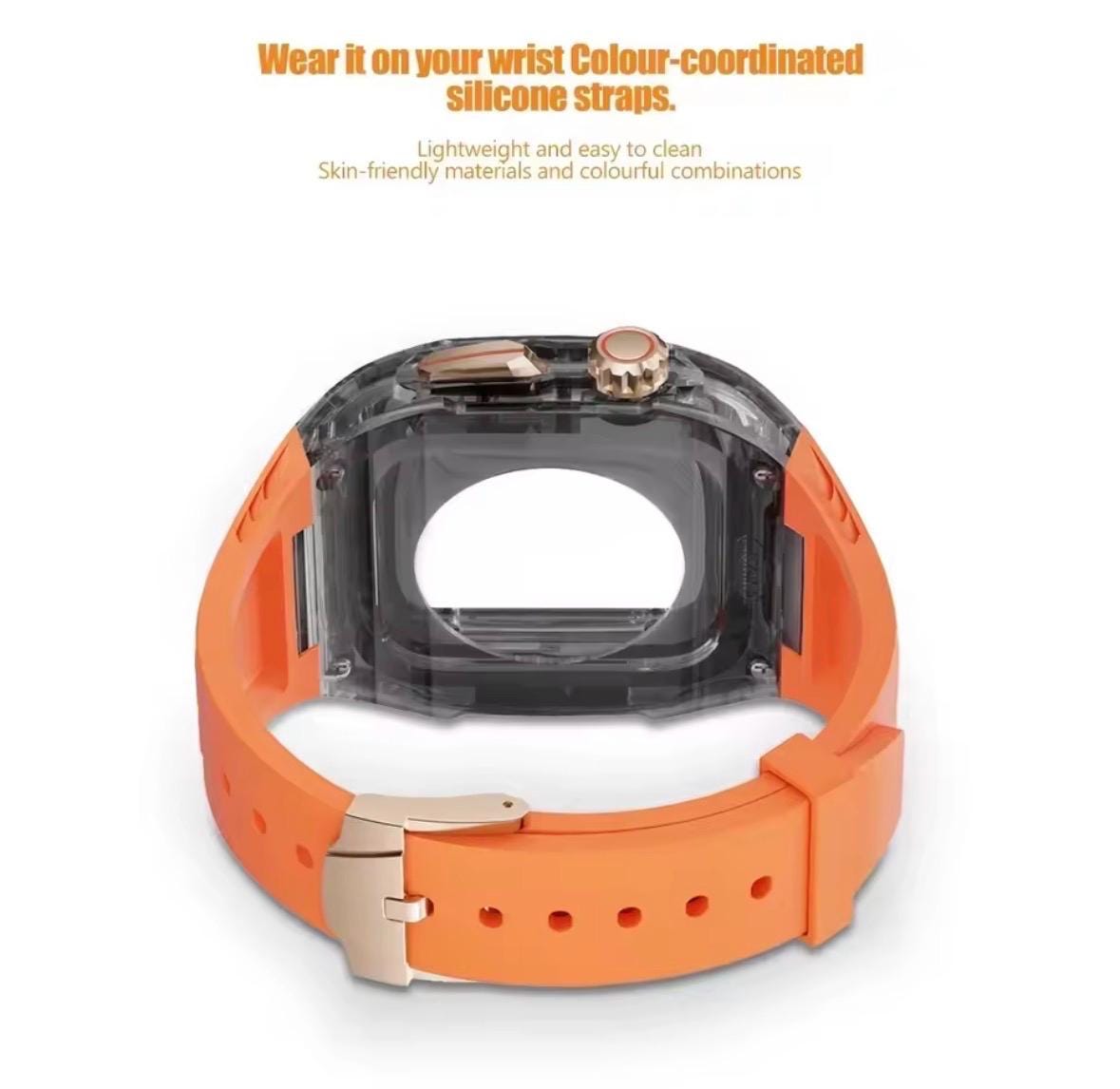 Transparent Apple Watch Modification Kit: TPU Band + PC Case (44/45mm)