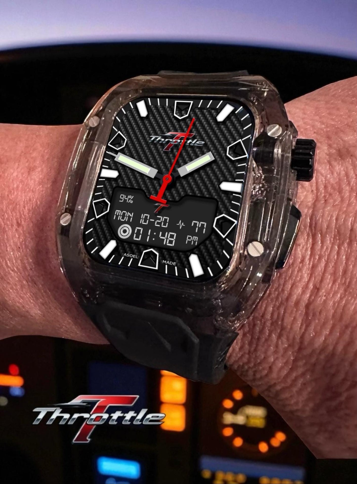 Throttle GT Carbon Fiber Watch Face for Apple Watch | Tonytime70 Exclusive for Apple Watch (Clockology)