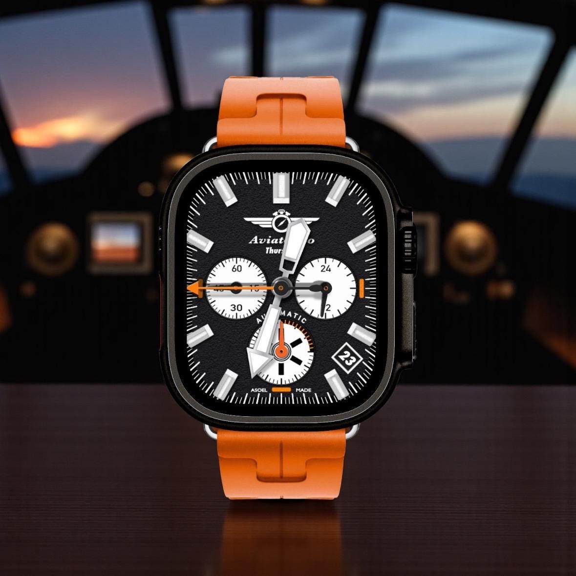 AviatorCo Bull's-Eye Apple Watch Face: Flight Chronograph (Clockology)
