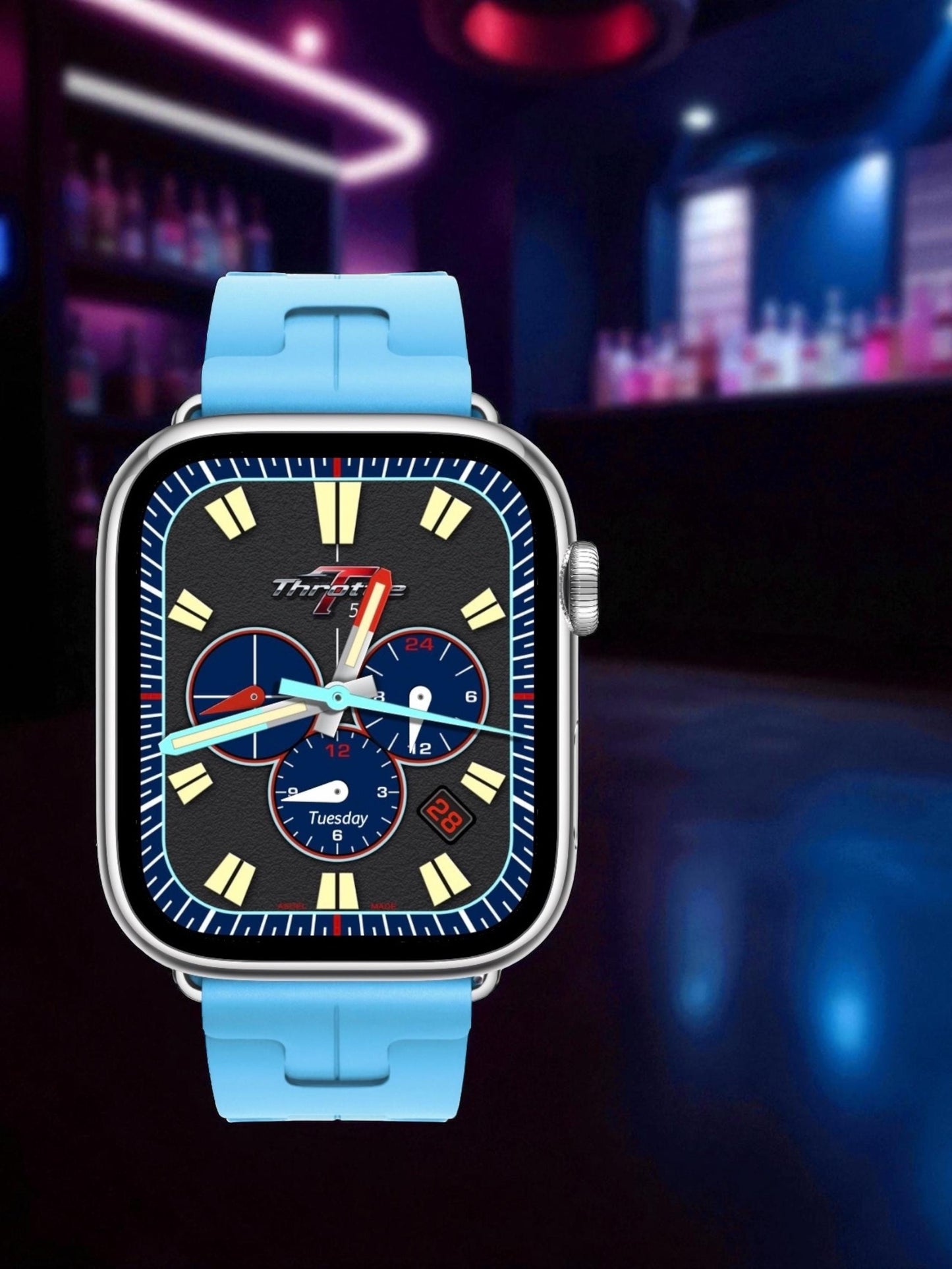 Throttle GT200 Chronograph – Sport Performance Watch Face for Apple Watch and Clockology Tonytime70 Racing-Inspired Analog Dial