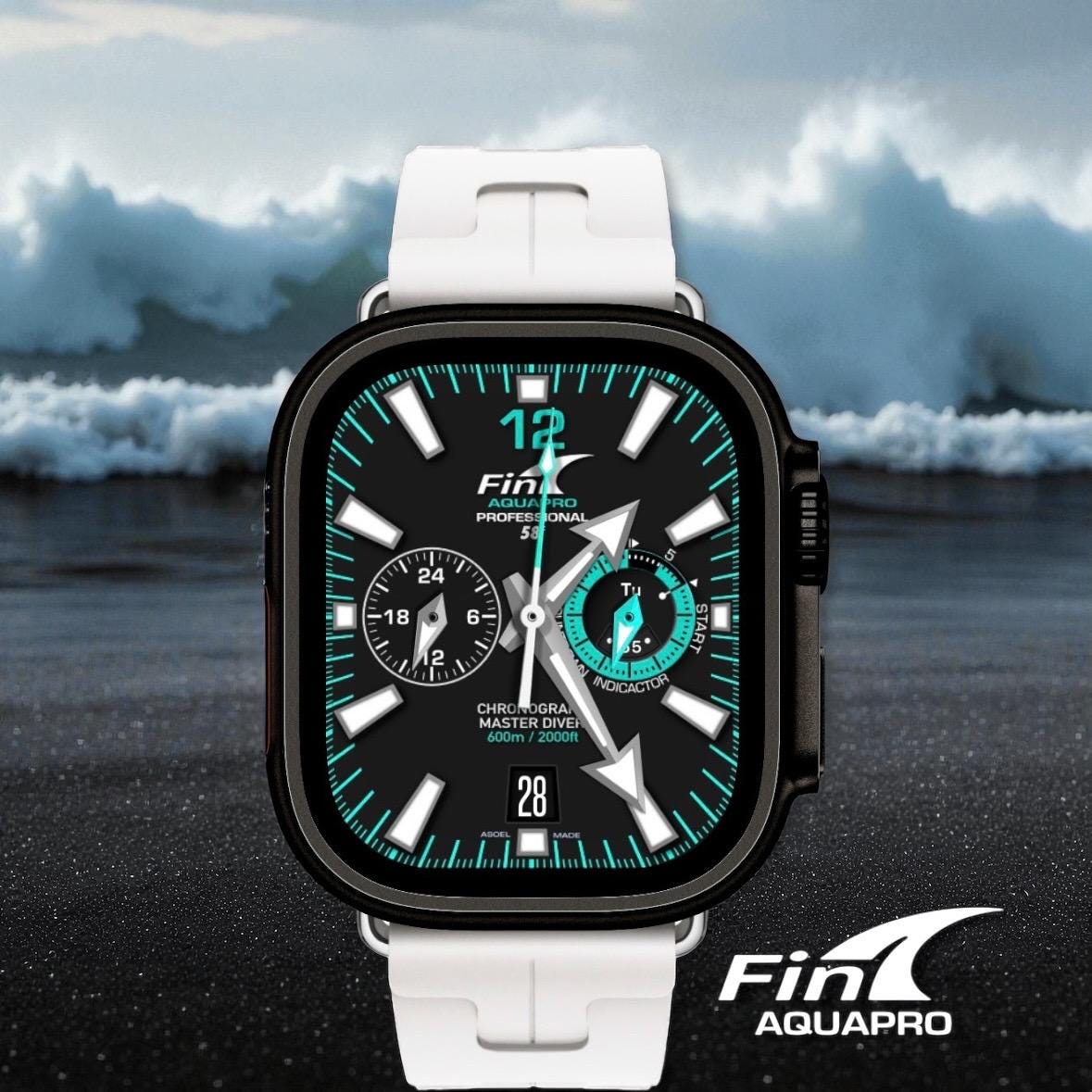 Fin Aquapro 600 Diver Watch Face for Apple Watch Ultra/Series (Clockology Digital Download)