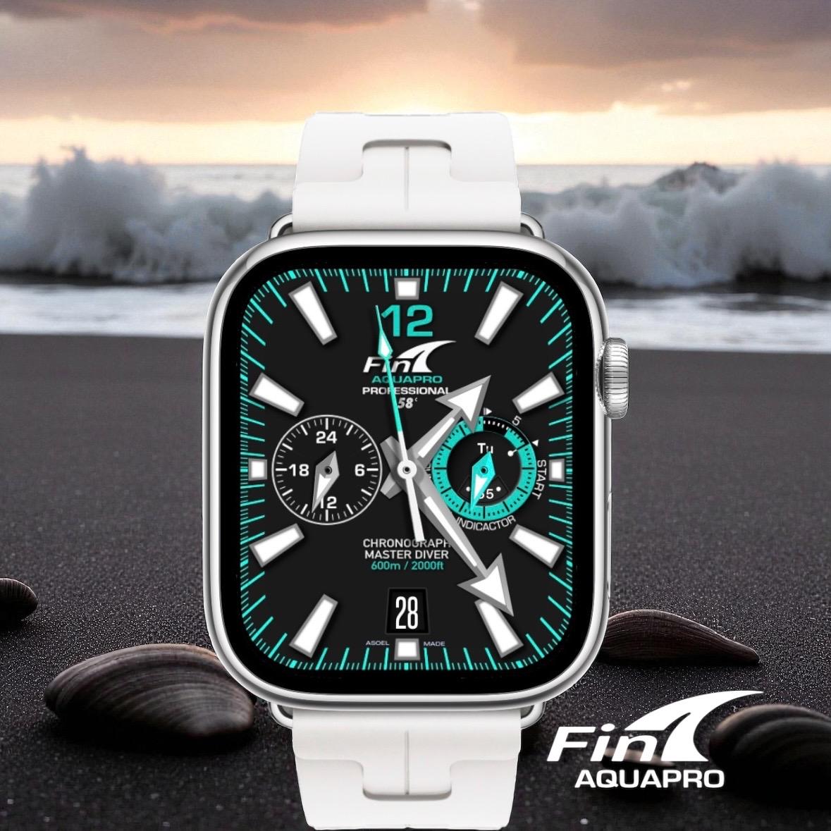 Fin Aquapro 600 Diver Watch Face for Apple Watch Ultra/Series (Clockology Digital Download)