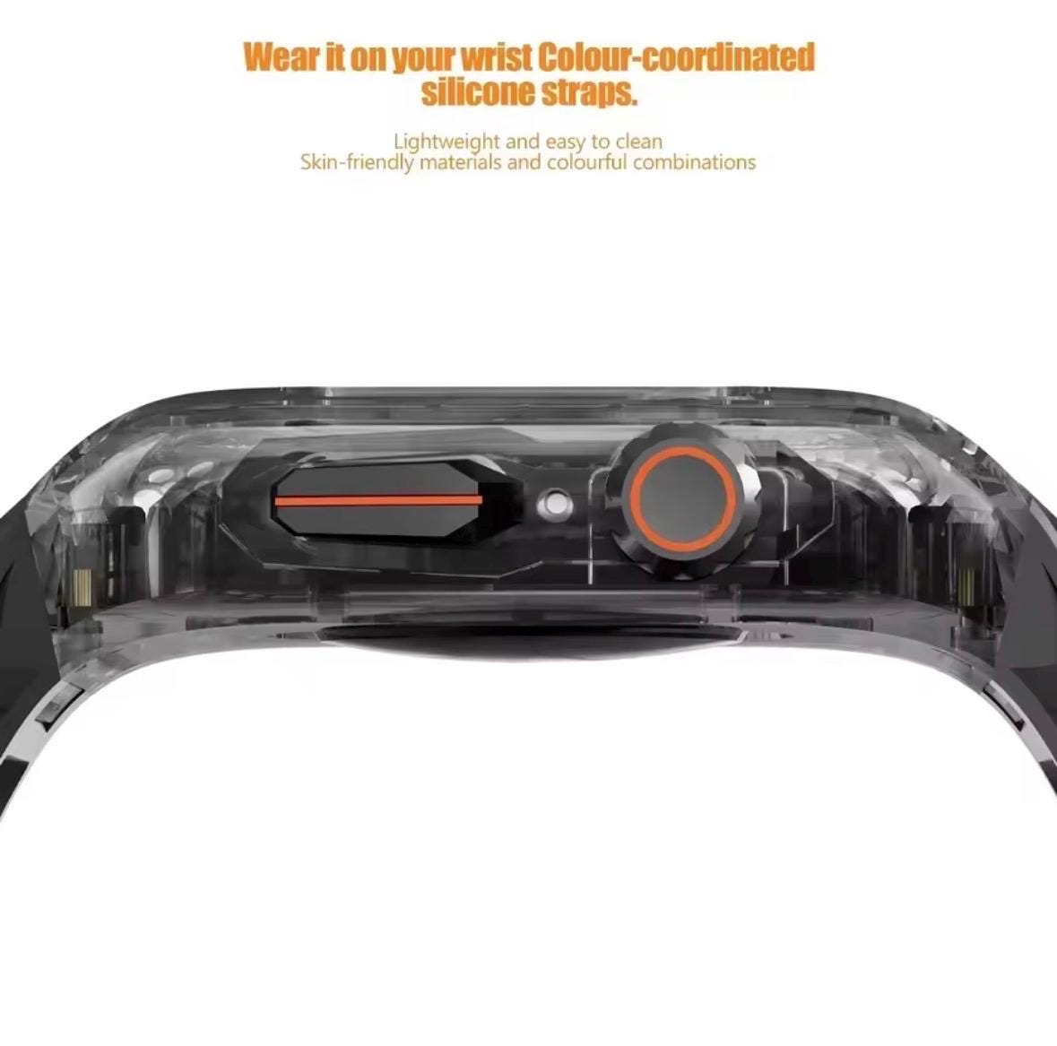 Transparent Apple Watch Modification Kit: TPU Band + PC Case (44/45mm)
