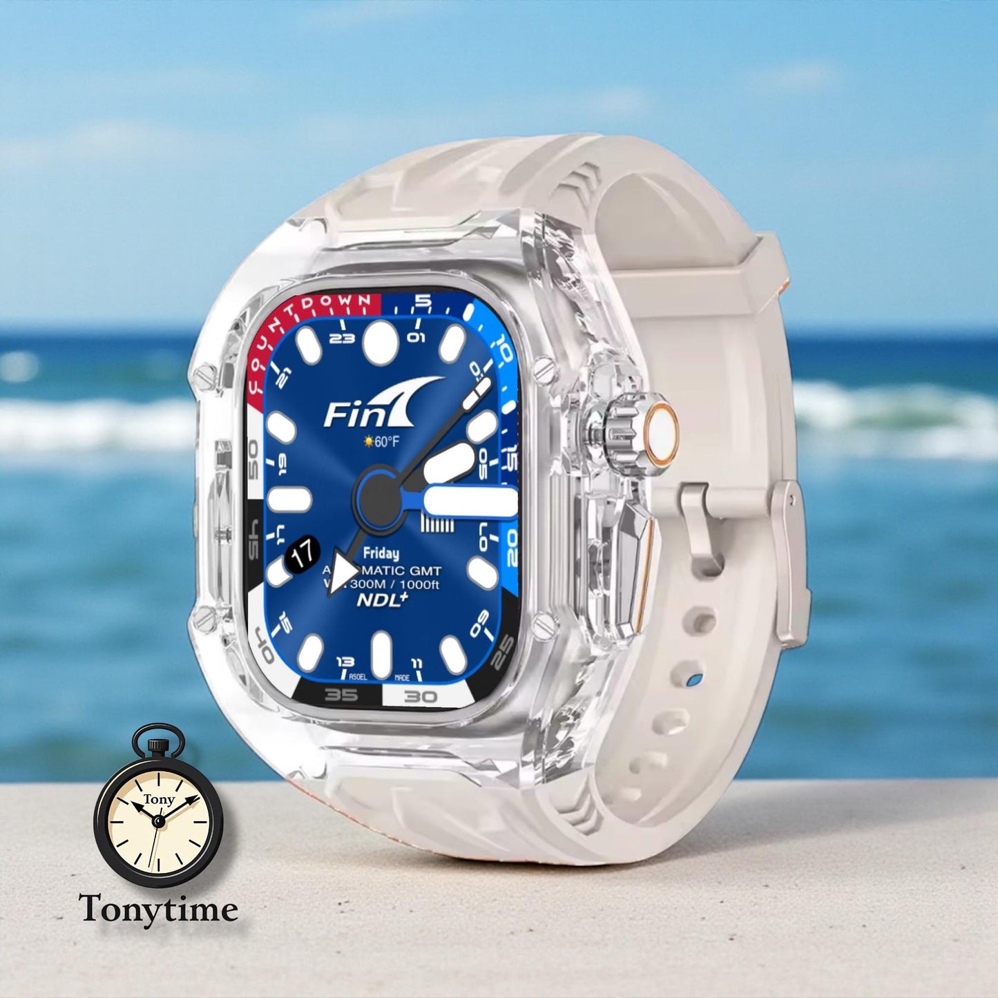 Transparent Apple Watch Modification Kit: TPU Band + PC Case (44/45mm)