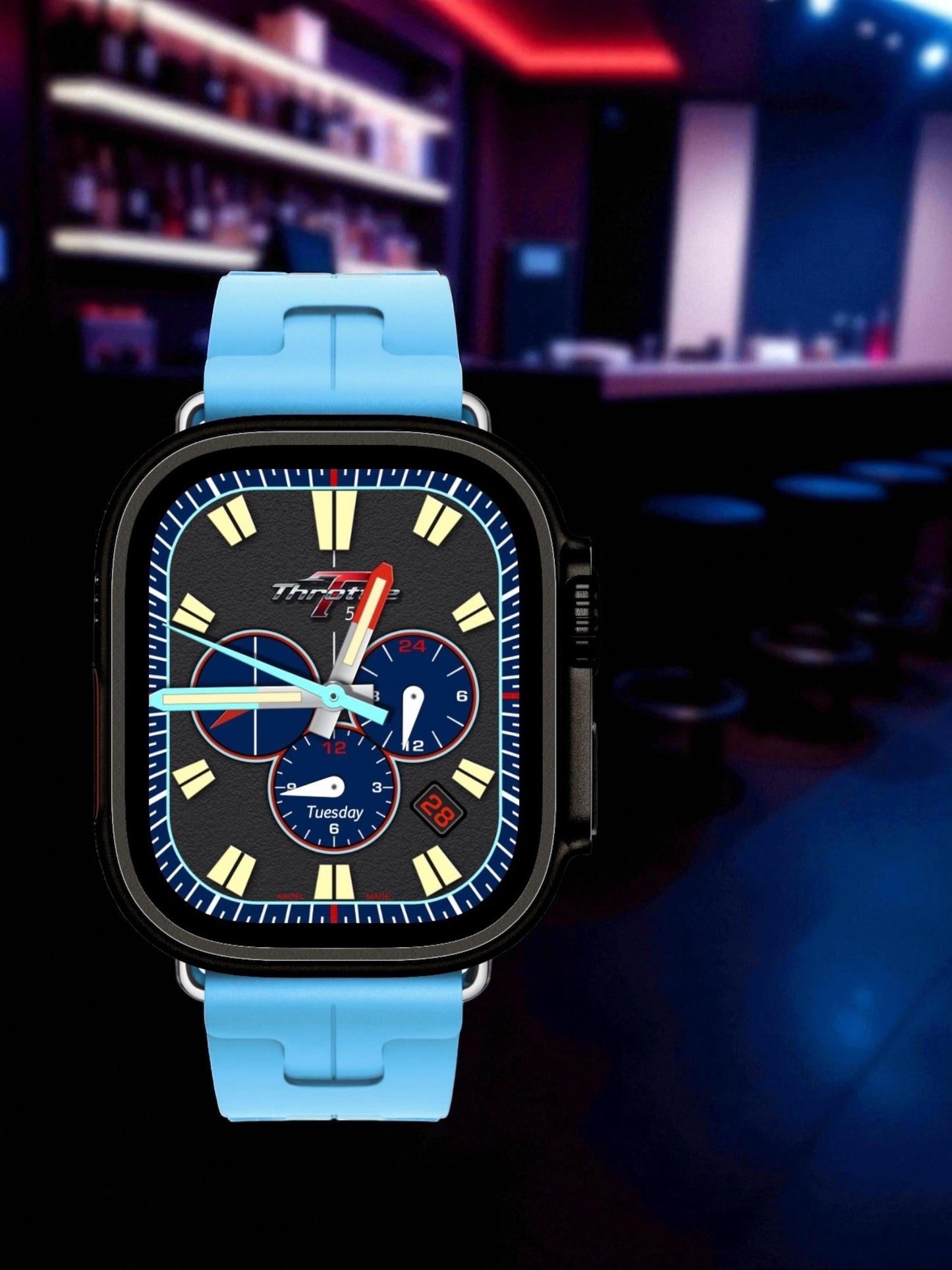 Throttle GT200 Chronograph – Sport Performance Watch Face for Apple Watch and Clockology Tonytime70 Racing-Inspired Analog Dial