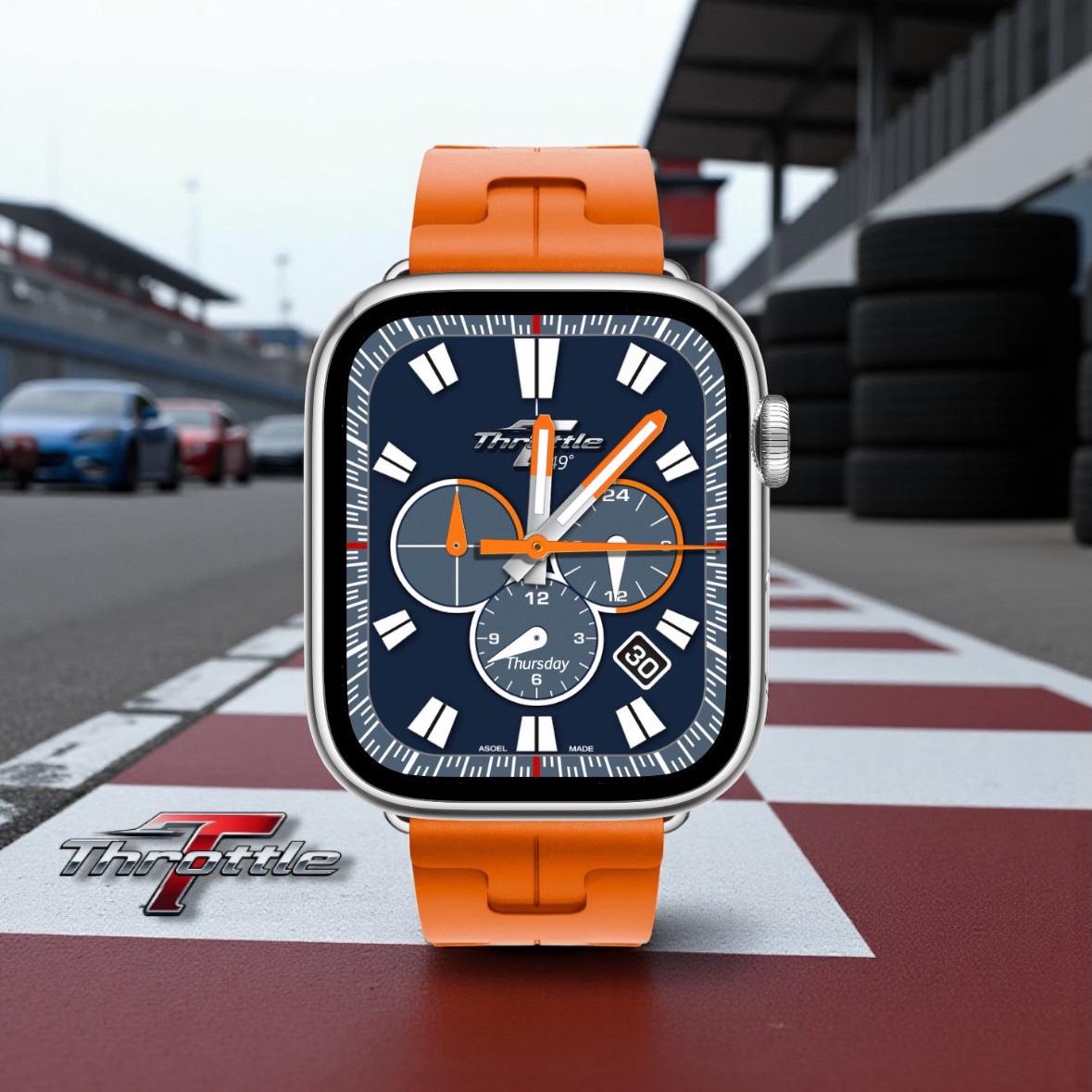 Throttle GT250 Chronograph – Sport Performance Watch Face for Apple Watch and Clockology Tonytime70 Racing-Inspired Analog Dial