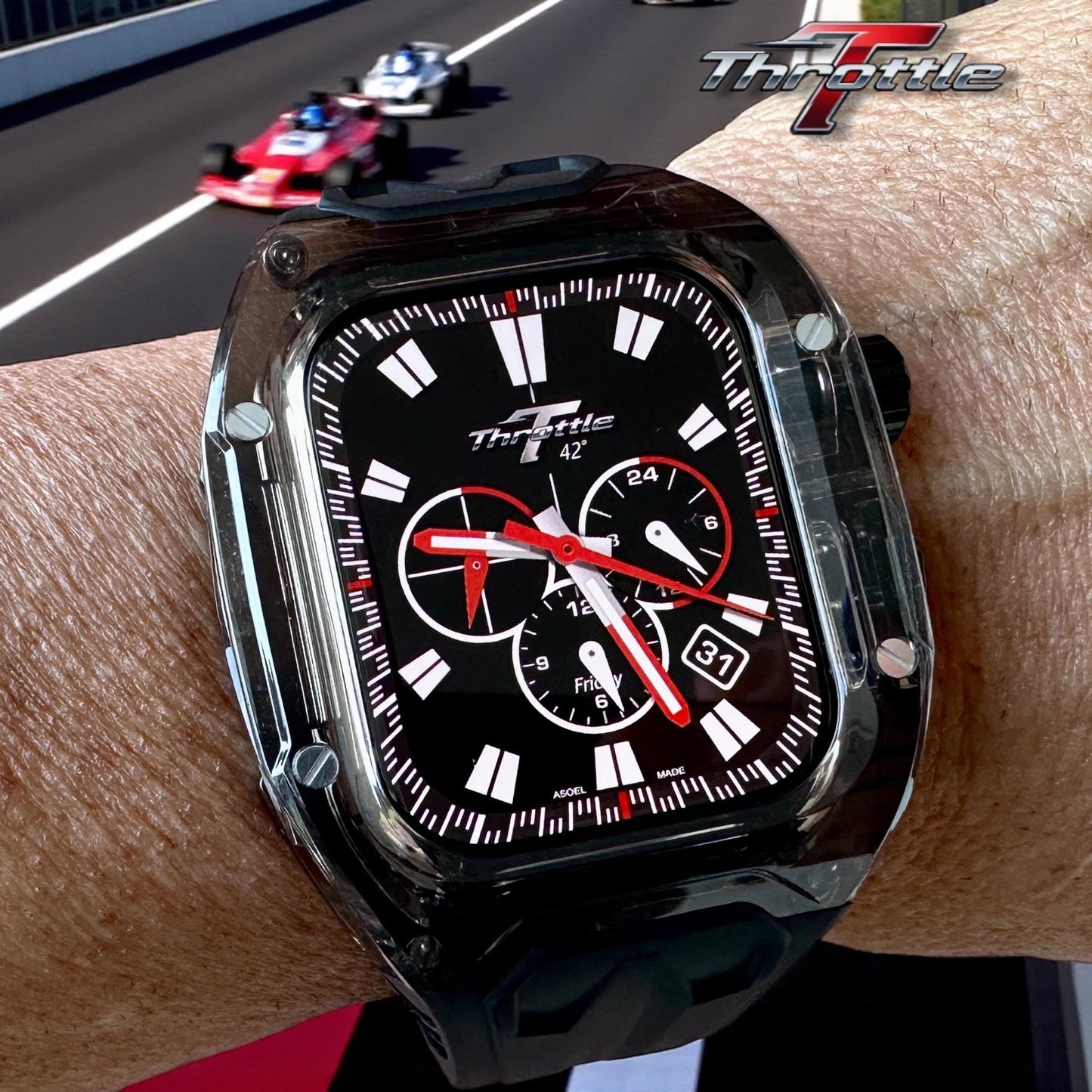 Throttle GT300 Chronograph Apple Watch Face – Racing-Inspired Design (Digital Download) Clockology
