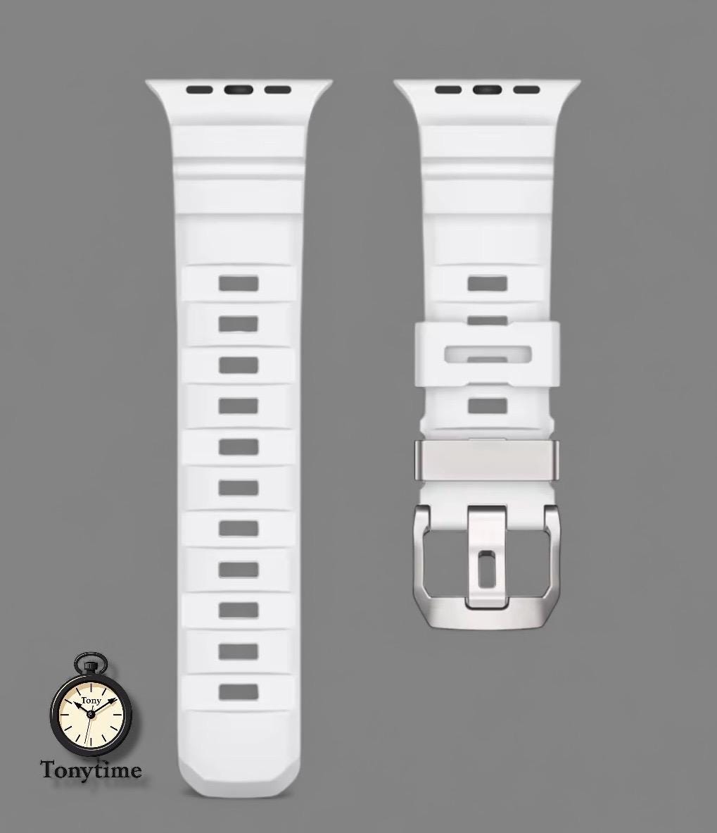Rugged Silicone Sport Band for Apple Watch Ultra: Titanium Buckle, 42-49mm