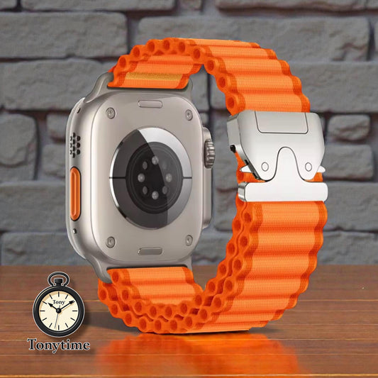 Ripple Elastic Nylon Apple Watch Band: Parachute Buckle Sport Strap 42mm - 49mm