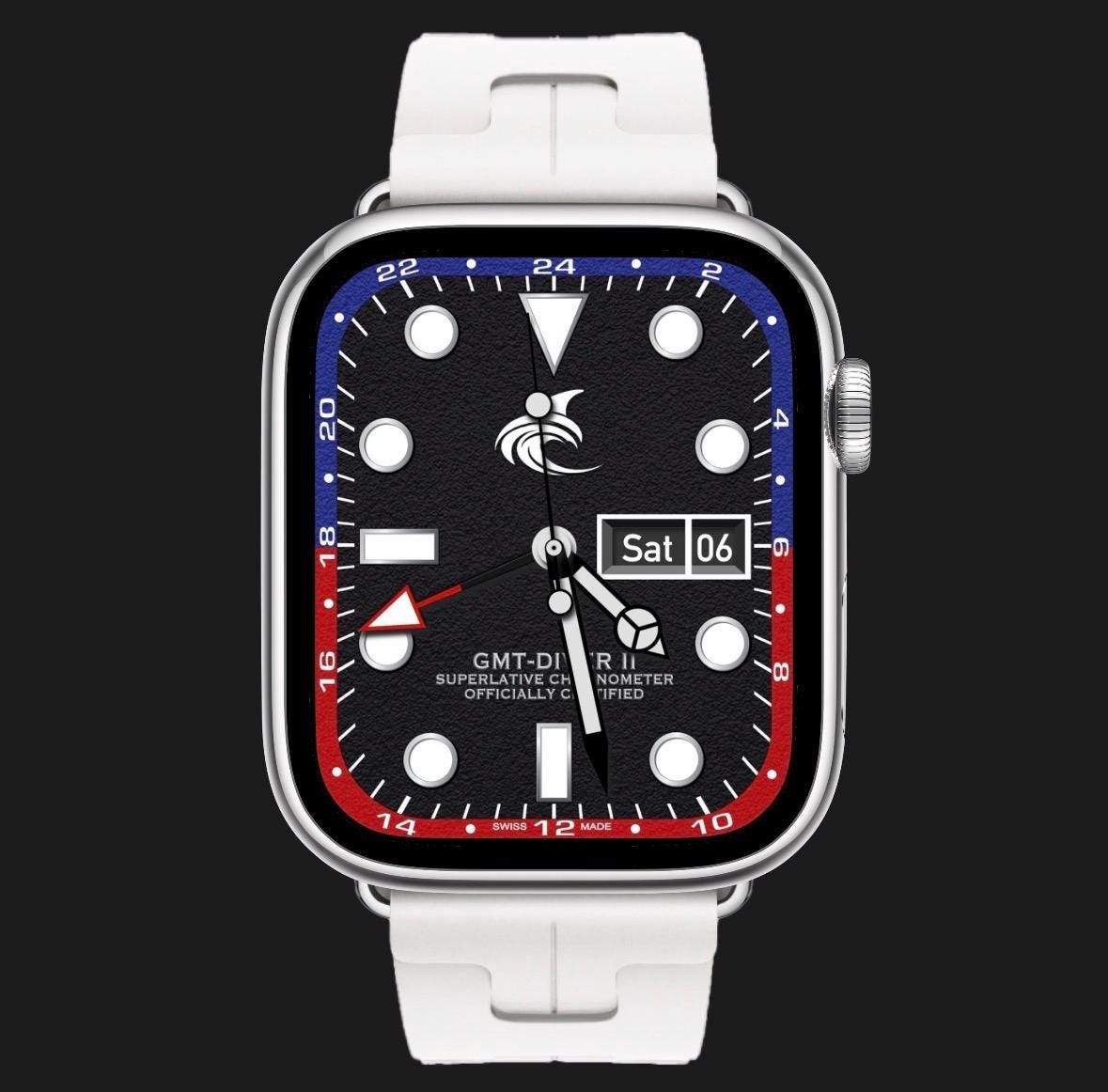 Fin GMT Diver II Apple Watch Face | Blue/Red & Blue/Black (Clockology Digital Download)