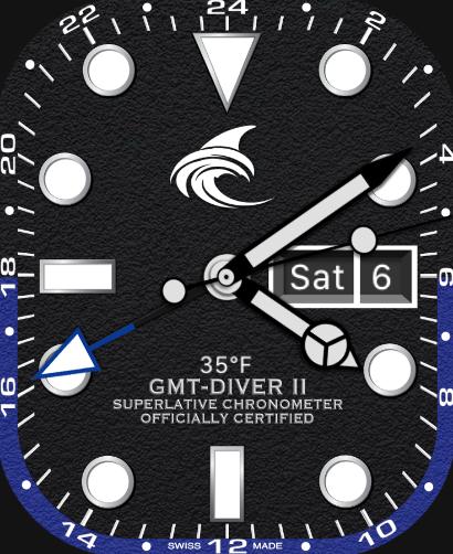 Fin GMT Diver II Apple Watch Face | Blue/Red & Blue/Black (Clockology Digital Download)