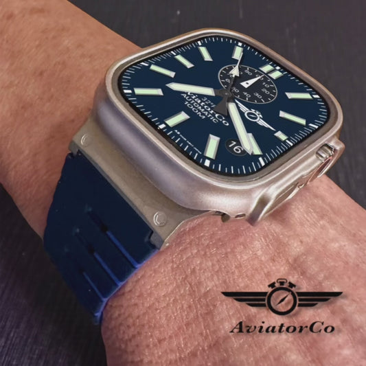AviatorCo™ Superior Vintage Automatic Blue Watch Face for Apple Watch and Clockology